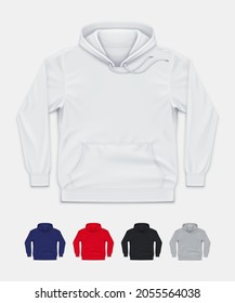 Realistic Vector Mockup of a Classic Pullover Hoodie in 5 colors.