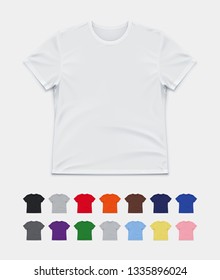 Realistic Vector Mockup of a Classic T-Shirt in 15 colors.