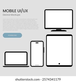 Realistic Vector Mockup Digital Tablet, Mobile Phone, Smart Phone,