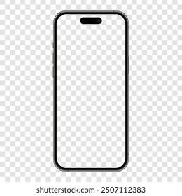 Realistic vector mockup of smart phone isolated on transparent background. iphone vector illustration