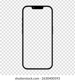 Realistic vector mockup of smart phone isolated on transparent background. phone vector illustration