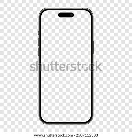 Realistic vector mockup of smart phone isolated on transparent background. iphone vector illustration