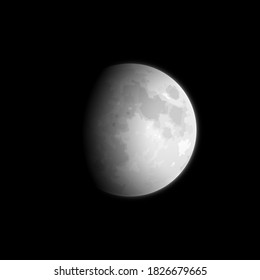 Realistic vector moon in the night sky.