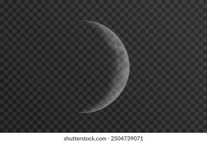 Realistic vector moon on an isolated transparent background. Moon vector png. Dark night with vector real moon.