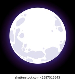 Realistic vector moon on an isolated transparent background vector PNG, Dark night with vector real moon, shining moon in the sky moon in dark sky shining moonlight, phases and lunar details.