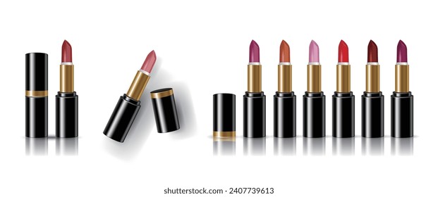Realistic vector multicolor lipstick set
