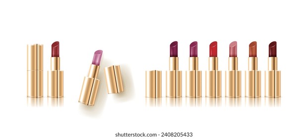 Realistic vector multicolor lipstick set
