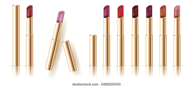 Realistic vector multicolor lipstick set