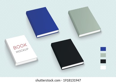 Realistic vector multicolored books set.