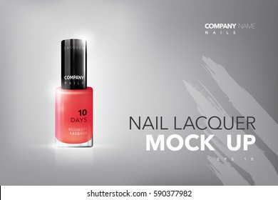 Realistic vector nails lacquer mock up. Presentation design. Corporate theme.