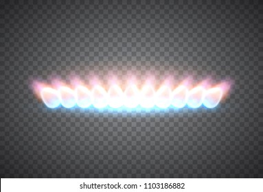 Realistic Vector Natural Gas Flame Isolated On Transparent Background.