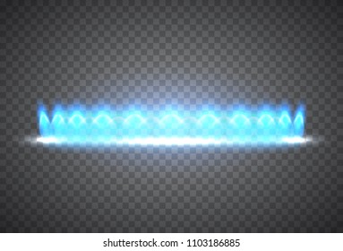Realistic vector natural gas flame isolated on transparent background.