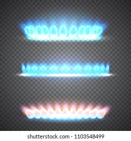 Realistic Vector Natural Gas Flame Isolated On Transparent Background.