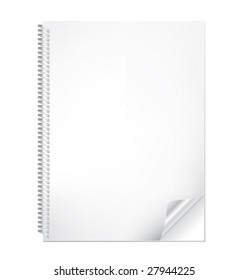 Realistic vector notebook with bended corner