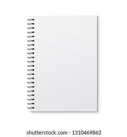 Realistic vector notebook design. Diary blank office document. Note book sheet.