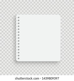 Realistic vector notebook on transparent background. Front view. - stock vector.