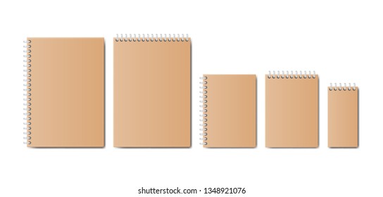 Realistic vector notebook set isolated on white background