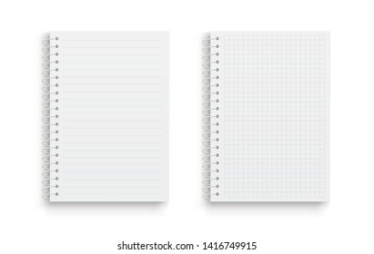 Realistic vector notebook. Square and lined. Front view. - stock vector.