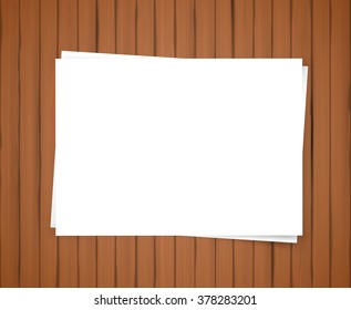 Realistic vector old brown wooden boards and blank paper
