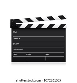 Realistic vector open movie flap isolated on white background