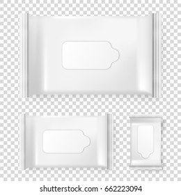 Realistic vector pack of wet wipes icon set isolated on transparent background. Vector design template for branding. Closeup design template, mockup in EPS10.