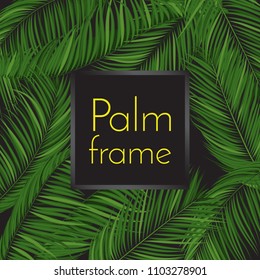 Realistic Vector Palm Leaves. Tropical Foliage. Floral Elements Set. Illustration of Jungle Plants. Palm Leaves Frame for Pattern, Wallpaper, Print, Fabric, Textile or Your Creative Design.