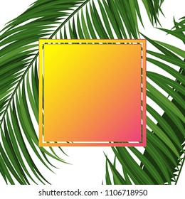 Realistic Vector Palm Leaves. Tropical Foliage. Floral Elements Set. Illustration of Jungle Plants. Palm Leaves Frame for Pattern, Wallpaper, Print, Fabric, Textile or Your Creative Design.