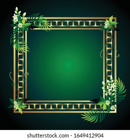 Realistic Vector Palm Leaves. Tropical Foliage. Floral Elements Set. Illustration of Jungle Plants. Palm Leaves Frame for Pattern, Wallpaper, Print, Fabric, Textile or Your Creative Design.