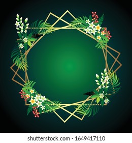 Realistic Vector Palm Leaves. Tropical Foliage. Floral Elements Set. Illustration of Jungle Plants. Palm Leaves Frame for Pattern, Wallpaper, Print, Fabric, Textile or Your Creative Design.