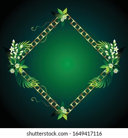 Realistic Vector Palm Leaves. Tropical Foliage. Floral Elements Set. Illustration of Jungle Plants. Palm Leaves Frame for Pattern, Wallpaper, Print, Fabric, Textile or Your Creative Design.