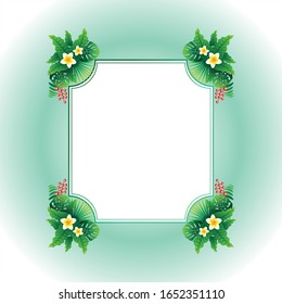 Realistic Vector Palm Leaves. Tropical Foliage. Floral Elements Set. Illustration of Jungle Plants. Palm Leaves Frame for Pattern, Wallpaper, Print, Fabric, Textile or Your Creative Design.