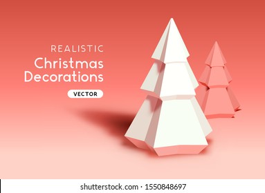 A Realistic vector paper 3D christmas tree object.
