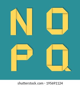 Realistic Vector Paper Alphabet N-Q