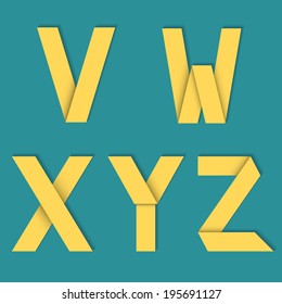 Realistic Vector Paper Alphabet V-Z
