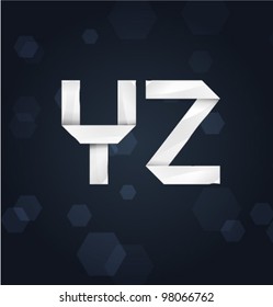 Realistic Vector Paper Alphabet Y-Z