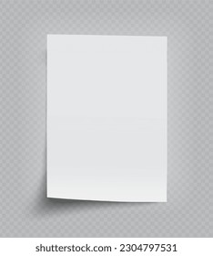 Realistic vector paper mockup with shadow on transparent background.