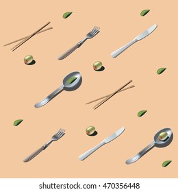 realistic vector pattern of cutlery