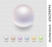 Realistic vector pearl icon set, variegated colors. Closeup isolated on transparent background. Design template, mockup in EPS10.