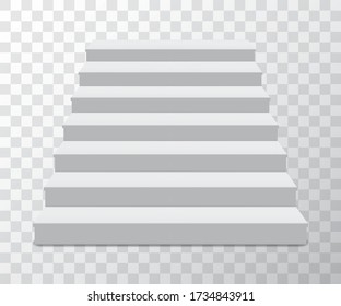 Realistic vector pedestal base with stairs. Tribune, product podium, platform stage. Empty minimal geometrical shape for exhibition showroom