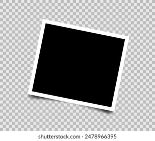 Realistic vector photo frame isolated on transparent background. Photo frame mockup design