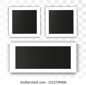 
Realistic vector photo frame on transparent background. Set of photo for illustration.