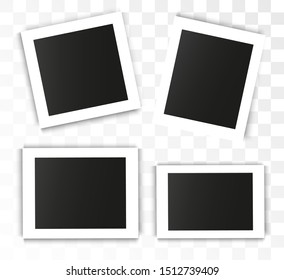 
Realistic vector photo frame on transparent background. Set of photo for illustration.