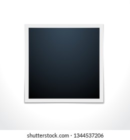 Realistic vector photo frame over white. Template photo design.