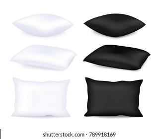 Realistic vector pillows on transparent background. Set pillows.