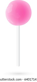 Realistic vector pink lollipop isolated at white background