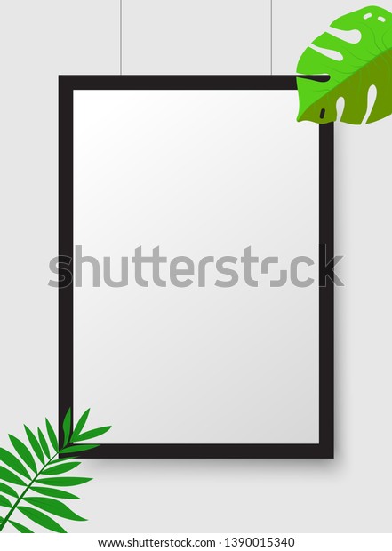 Download Realistic Vector Poster Mockup Palm Leaves Stock Vector Royalty Free 1390015340