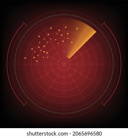 Realistic vector radar in searching. Air search. Military search system blip illustration. Navigation interface wallpaper. radar with targets, Radar Screen in futuristic.