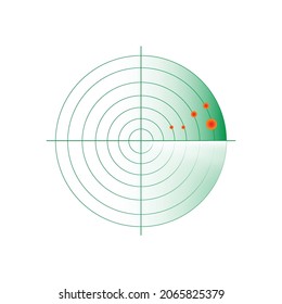Realistic vector radar in searching. Air search. Military search system blip illustration. Navigation interface wallpaper. radar with targets, Radar Screen in futuristic.