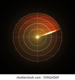 Realistic vector radar in searching . Air search . Military search system blip illustration . Navigation interface wallpaper . Navy sonar 