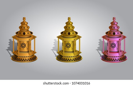 Realistic vector Ramadan lamp or lantern mock up for greeting card or poster.